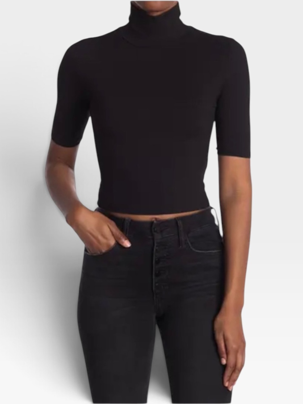 AFRM Alix Turtleneck Ribbed Crop Top Size S